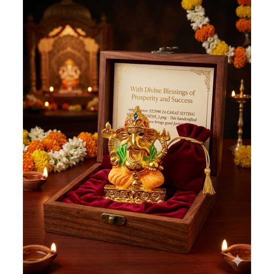 ST/2990 24 CARAT SITTING GANESH 