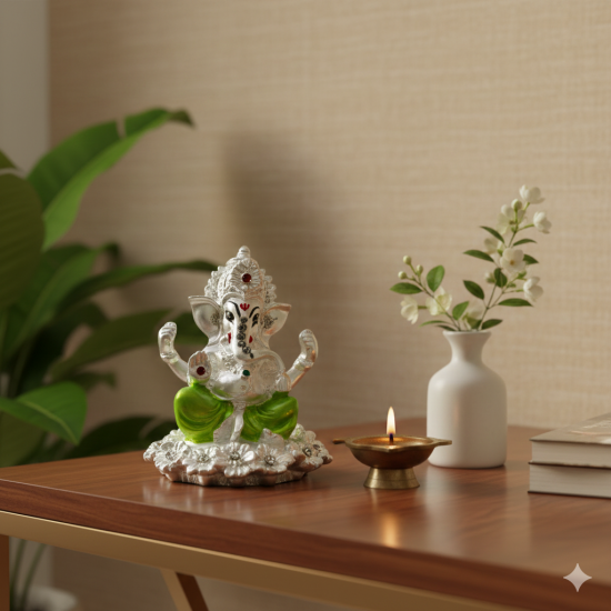 ST/1816/S.MATT ROYAL FLOWER GANESHA