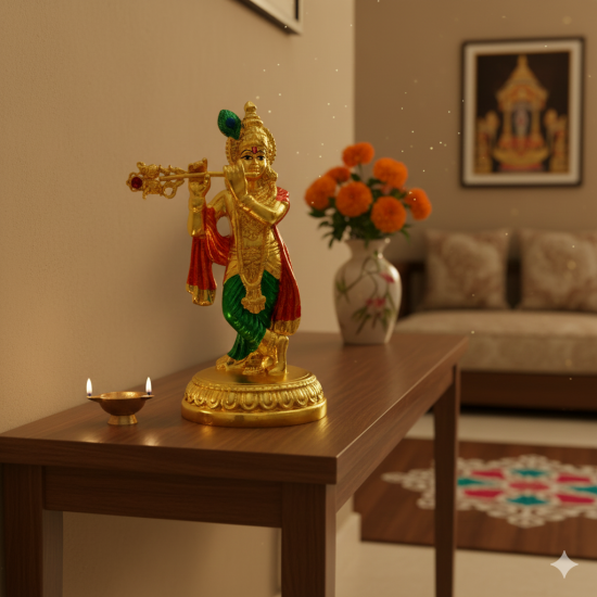 ROYAL PLUS STANDING KRISHNA GOLD MEENA