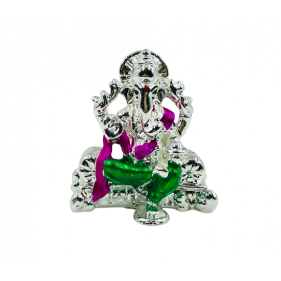 ST/1788/SILVER ROYAL SINHASAN GANESHA